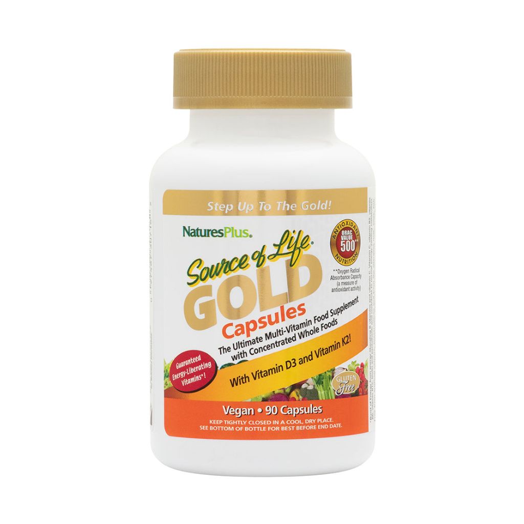 Natures Plus, Source of Life® GOLD Multivitamin Capsules The Ultimate Multi-Vitamin Supplement, 90 vegan capsules