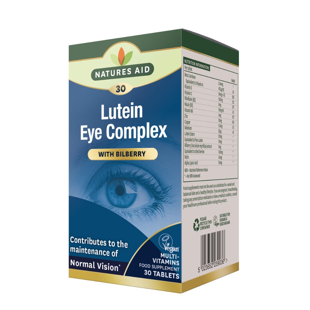 Natures Aid Lutein Eye Complex with Bilberry, 30 tablets